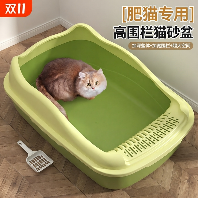 超大号全封闭防带砂猫砂盆