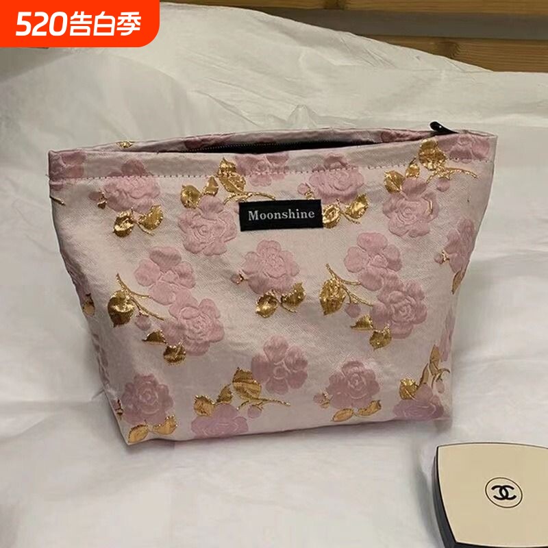 新款小香风便携旅行化妆包大容量化妆品洗漱收纳袋姨妈巾收纳包