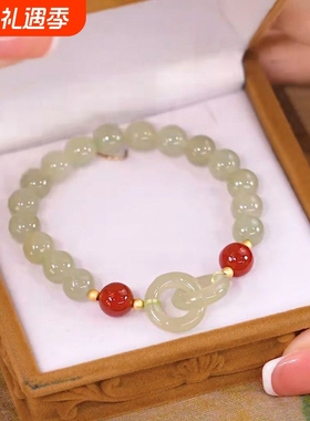 环环相扣新中式手链玻璃儿童女平安扣手串闺蜜玉兔蛟龙小众设计i