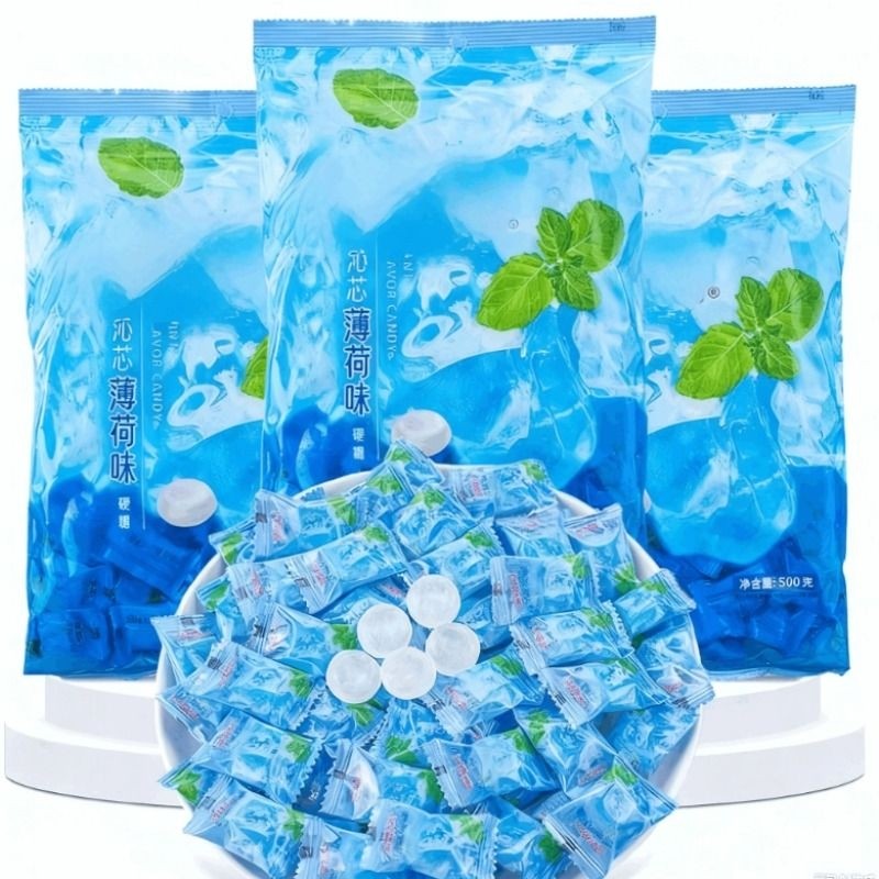 薄荷糖500g无强劲清凉老式果味硬糖招待糖清新口气小零食小包装