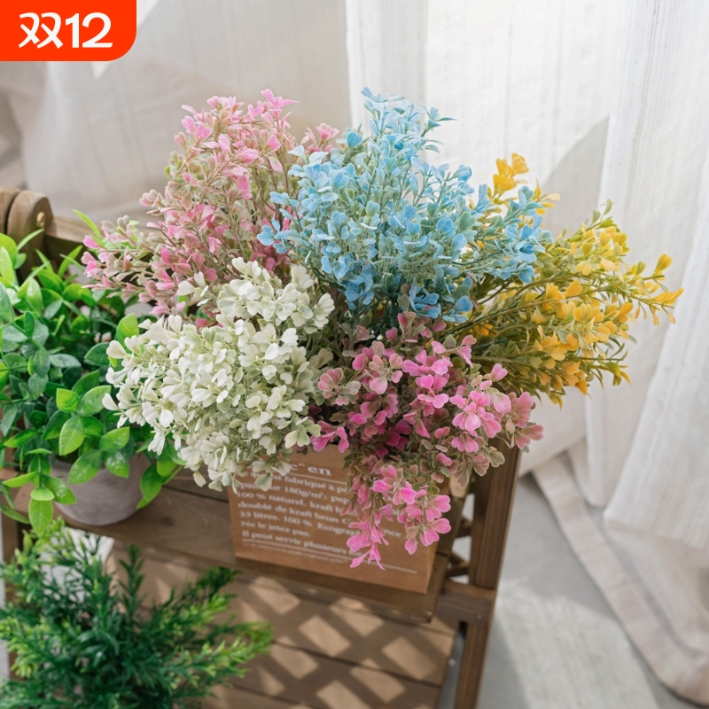 INS风幸运四叶草仿真花家居装饰婚庆手捧花植物墙假花MW73776