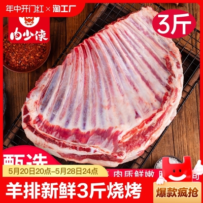 羊排新鲜羊肉3斤乳羔羊排手抓烧烤手把生鲜年货礼盒少侠