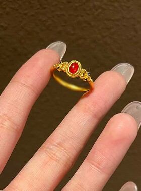 中古风复古心形戒指女