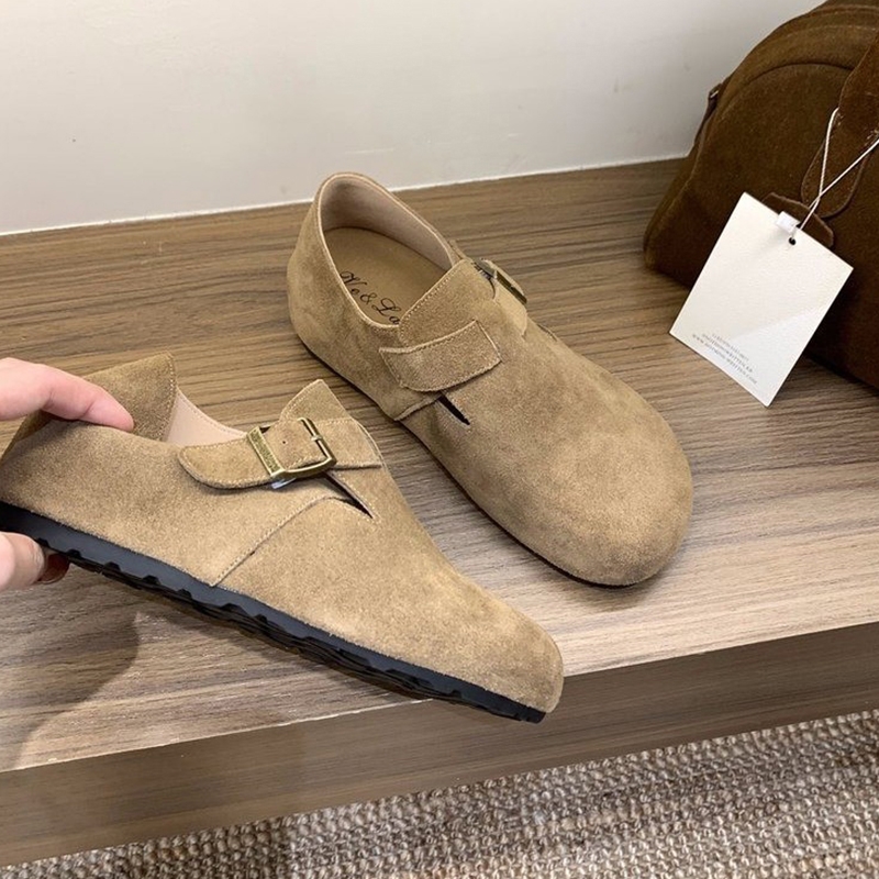 内增高5cm~勃肯鞋女秋冬一脚蹬坡跟单鞋2025新款丑萌乐福鞋豆豆鞋