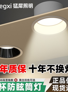 筒灯嵌入式75mm开孔家用防眩深杯led客厅筒灯天花吊灯孔灯全光谱