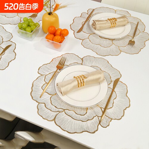 牡丹花餐垫西餐垫3D立体北欧风装饰垫桌垫隔热垫防滑防烫杯垫餐厅
