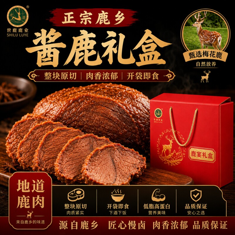 中秋【鹿肉高端礼盒】酱鹿肉梅花鹿腿肉鹿腱子肉熟食新鲜整箱礼盒