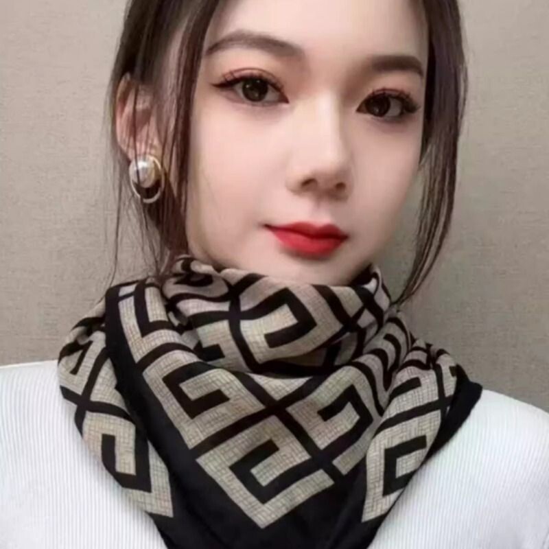 百变磁扣丝巾女项链懒人围巾吊坠方巾棉麻围脖护颈三角巾百搭领巾