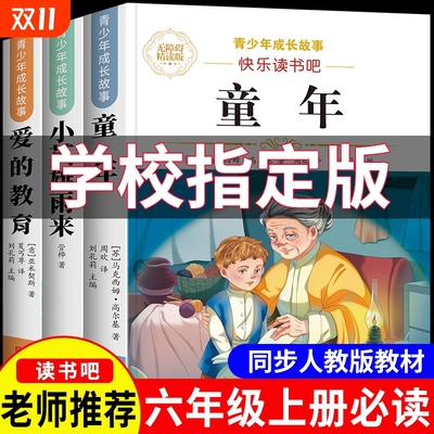 全套3册童年六年级必读课外书爱的教育和小英雄雨来上册正版的高尔基完整版小学快乐读书吧阅读书籍6上经典书目老师推荐导读童话