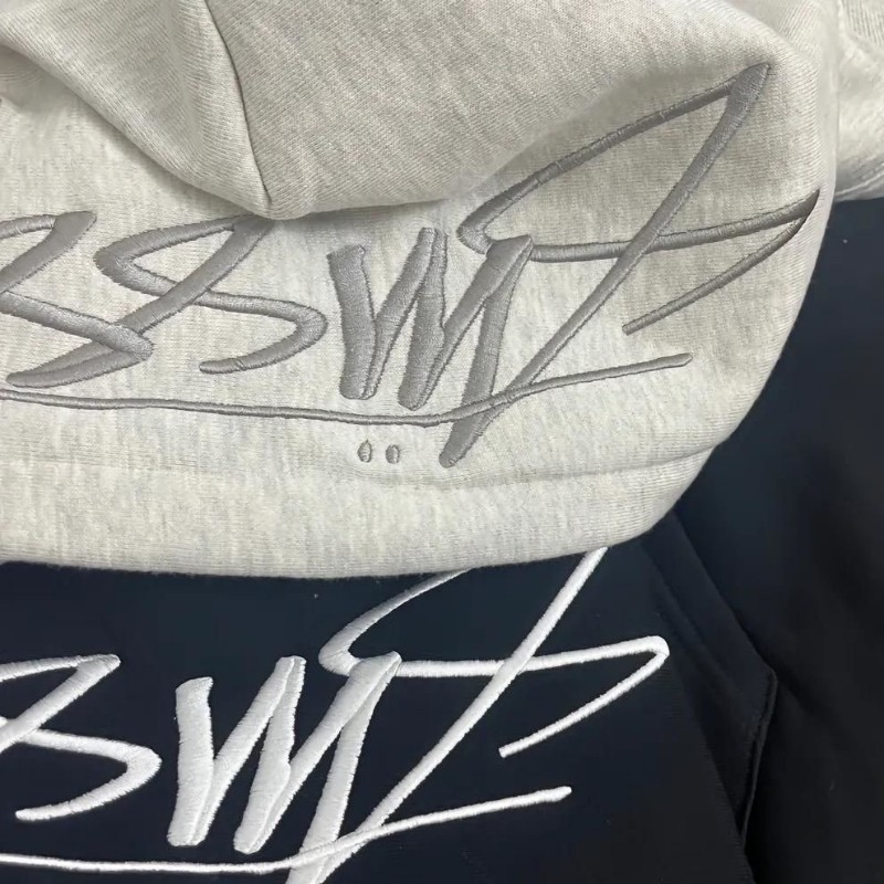 潮牌斯图西Stu连帽卫衣帽子刺绣重磅高版本秋冬加绒亲子黑色灰色