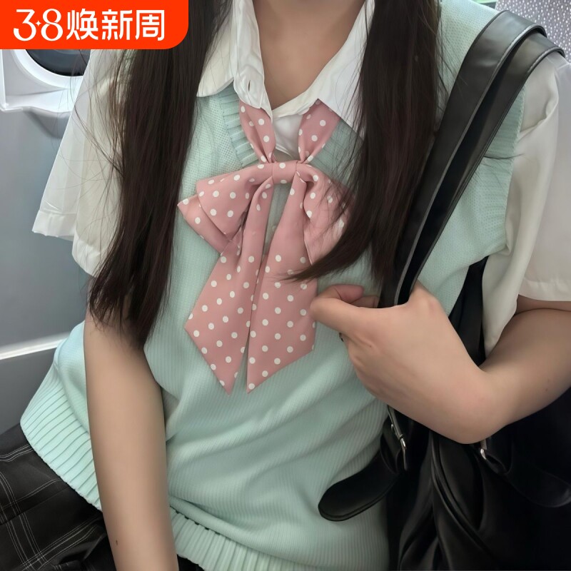 可爱波点蝴蝶学院直条长柄领结水手服蝴蝶结JK制服领花少女学生