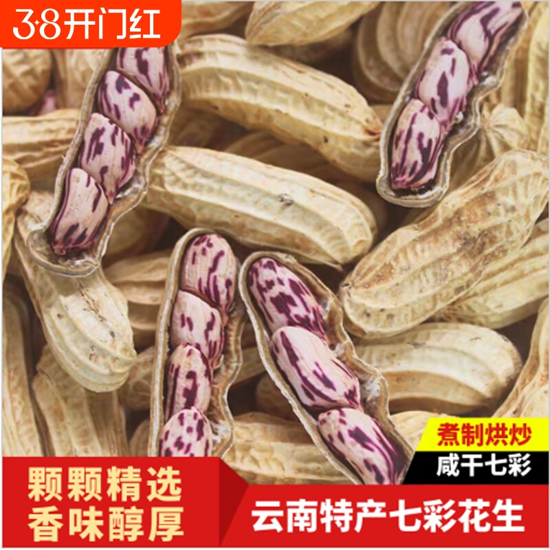云南普洱特产七彩花生水煮咸干晒干五彩种牛奶花生新鲜带壳年货