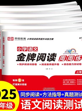 小学语文金牌阅读周周练教材同步真题测试卷练习册小学生二三四五六年级下册阅读理解答题技巧专项强化训练题教辅学习资料书人教版