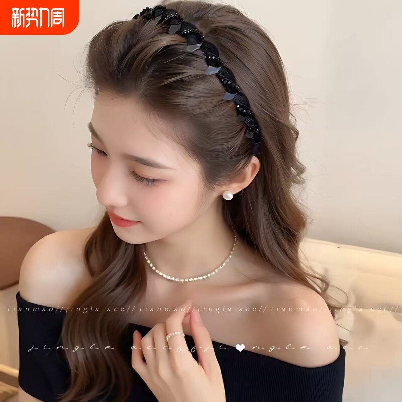 轻奢闪钻高颅顶发箍女款路易斯高级感齿梳头箍防滑压发卡头饰