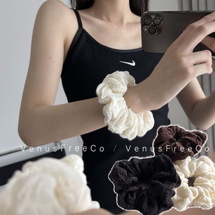 简约法式大肠头绳女扎高级感发饰复古气质发圈纯色早秋发绳丸子头