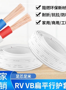 家用电线二芯白色护套电源线2芯1/1.5/2.5平方户外防水软电缆防冻