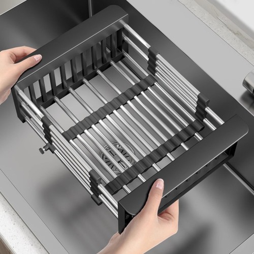 可伸缩水槽沥水篮厨房置物架