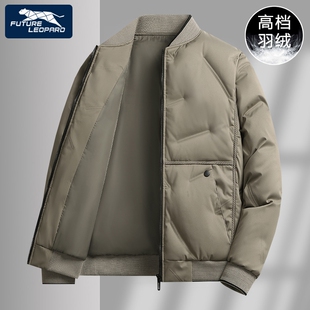 豹2026新款夹克羽绒棉男款中老年商务高端轻薄外套男休闲黑色棒球