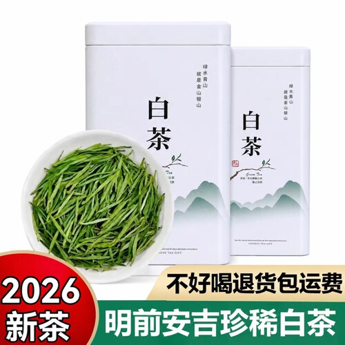 安吉珍稀白茶新货2026年新茶礼盒装自己喝口粮茶500g散装绿茶茶叶