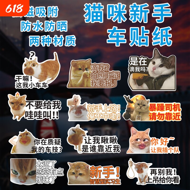 搞笑猫咪反光车贴画 搞笑干嘛这我小车贴纸创意文字汽车新手实习