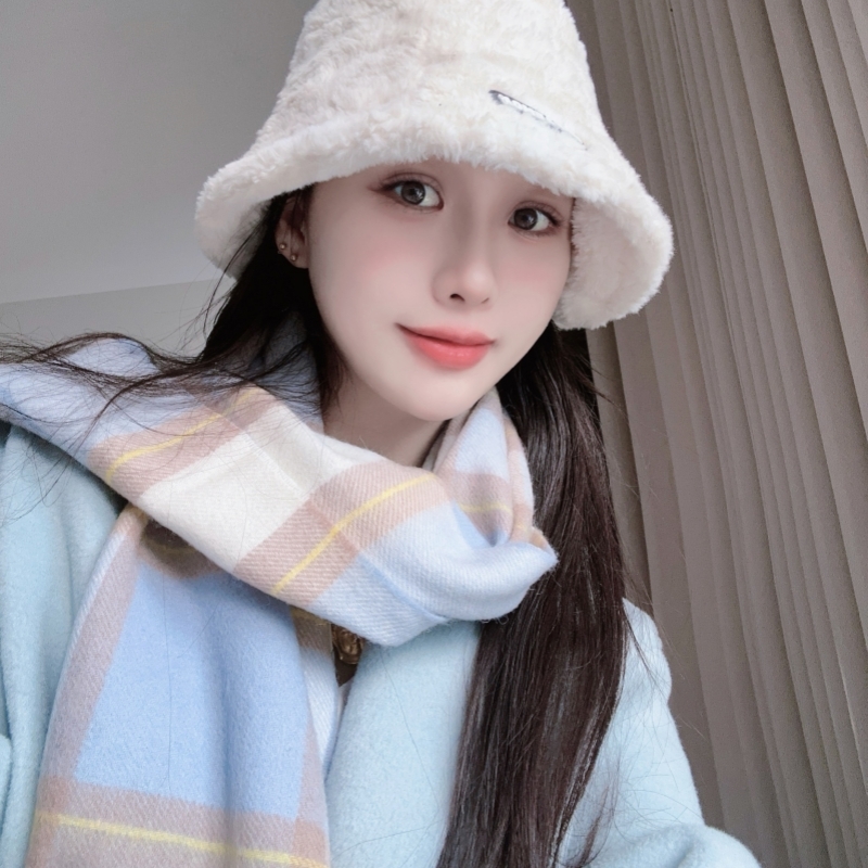 纯羊毛格子围巾英伦百搭格纹围脖冬季礼盒装情侣送礼物绵羊毛黑白