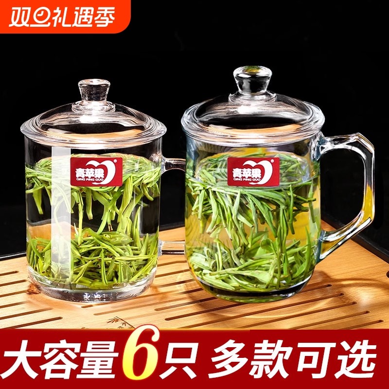 日式耐热玻璃杯家用泡茶杯牛奶带把茶饮杯喝水杯子办公杯子