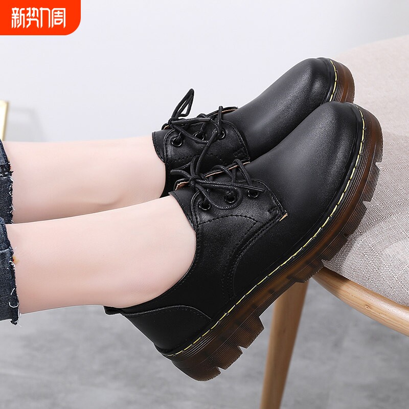 欧伦啄木鸟真皮大头鞋马丁鞋女士复古风小皮鞋英伦风平底单鞋软底