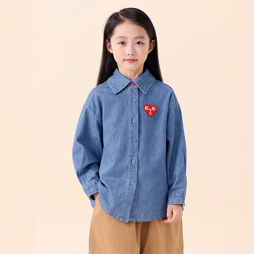女童宽松百搭牛仔衬衫