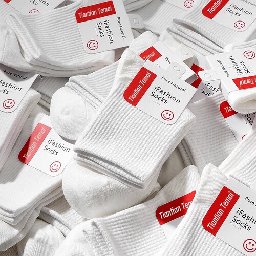 春秋男女同款白色运动中短长筒袜