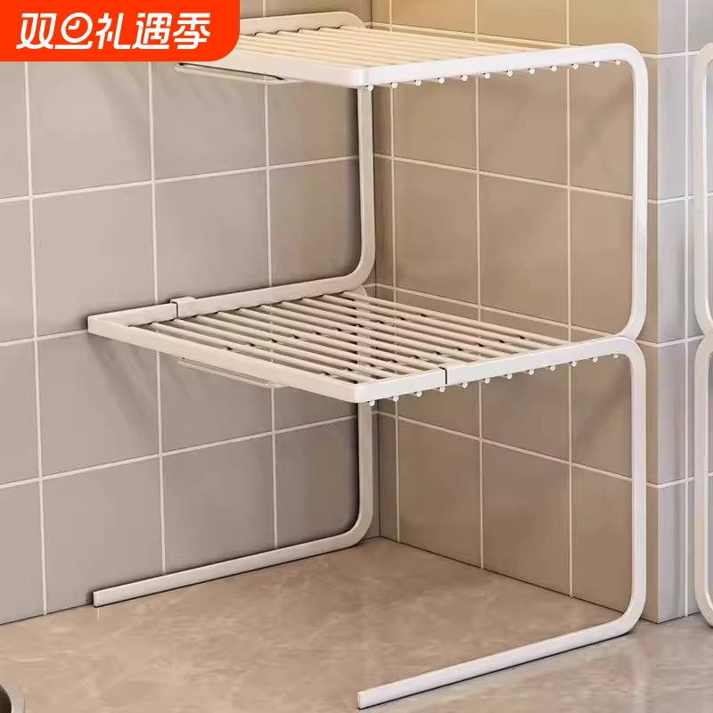 厨房桌面置物架锅具收纳分层隔板架子橱柜内碗碟调味料台面双层