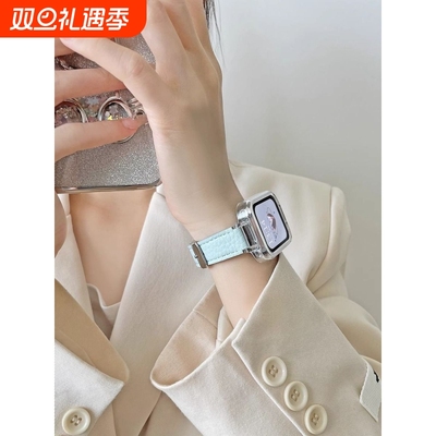 适用于小米9pro手环表带真皮小米8pro表带秋冬红米watch6/5/4新款运动手表xiaomi腕带荔枝纹智能配件