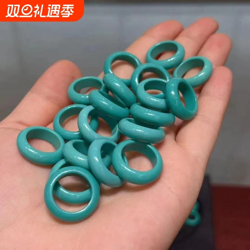 高瓷松石跑环跑圈戒圈直播货源菱镁矿戒指环文玩金刚佛珠配饰