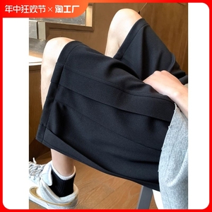 黑色短裤男女夏季潮牌美式高街休闲五分中裤宽松直筒运动篮球裤子