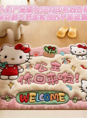 仿5D硅藻泥地垫新款粉色卡通凯蒂猫入户脚垫玄关可爱吸水防滑门垫