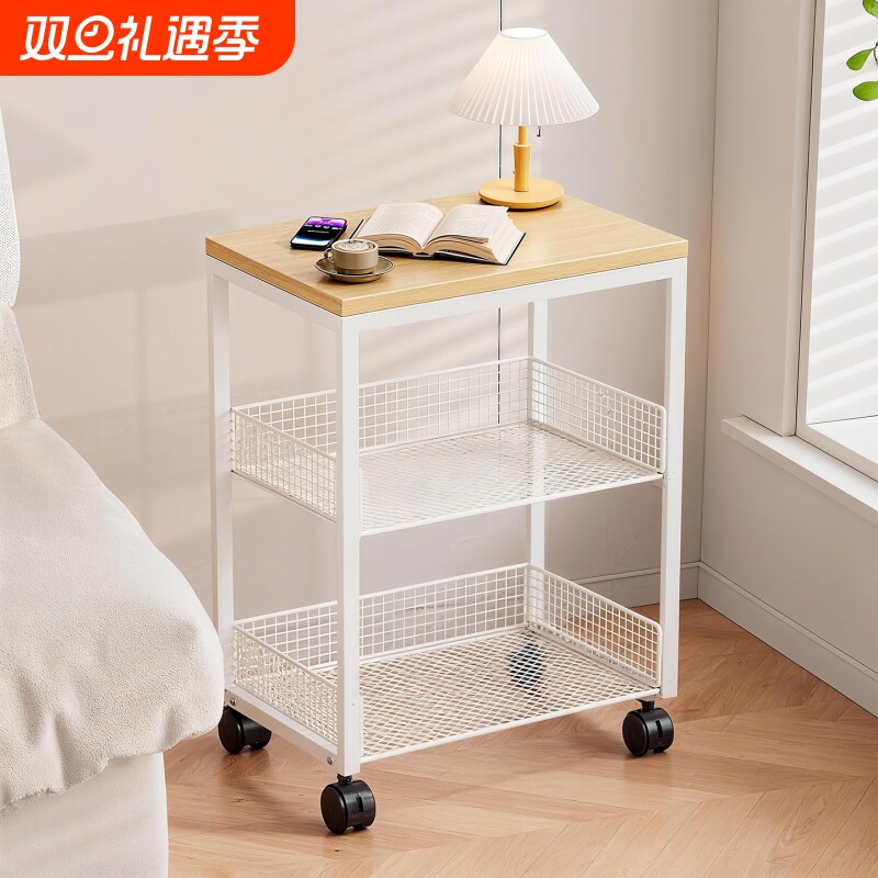 床边桌家用客厅简易茶几边几多层带轮可移动小桌子床头收纳柜落地