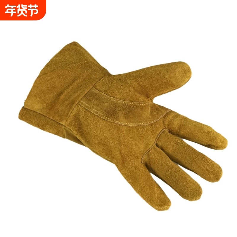 短款电焊手套牛皮劳保手套司机全皮阻燃隔热防烫焊工防火线柔软