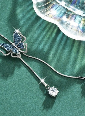 2025新版衣服百搭蝴蝶毛衣链秋冬简约长款装饰项链女蝴蝶结潮饰品