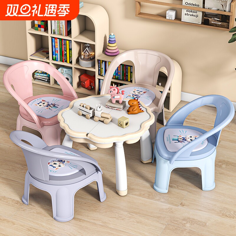 幼儿靠背椅子儿童餐椅放屁凳子宝宝吃饭椅防滑家用板凳卡通叫叫椅