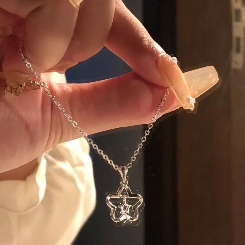 幸运星项链锁骨链女颈链金色女银金色儿童礼物生日蝴蝶平安锁