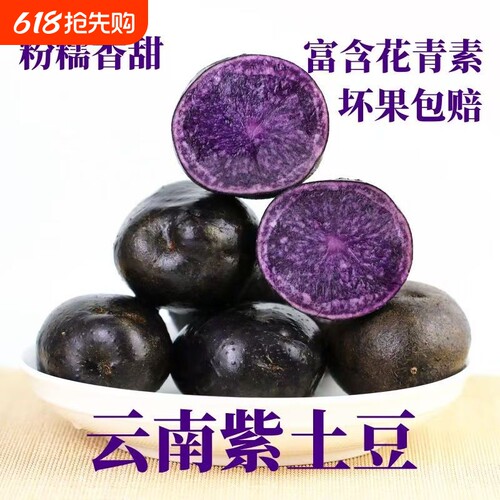 【5斤】云南新鲜现挖紫土豆黑土豆紫马铃薯洋芋黑土豆紫皮紫心