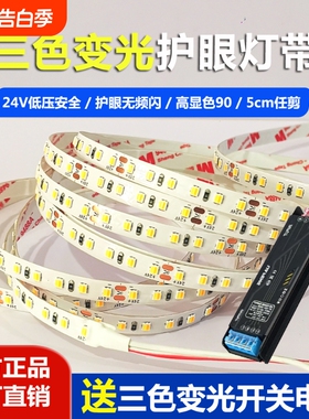 LED灯带三色变光线形灯条24V开关调光电源高亮自粘客厅卧室线型灯