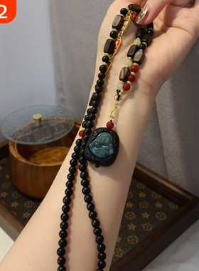 蓝水翡翠佛牌毛衣链DIY文玩配饰手串手链隔珠编绳挂件创意配饰