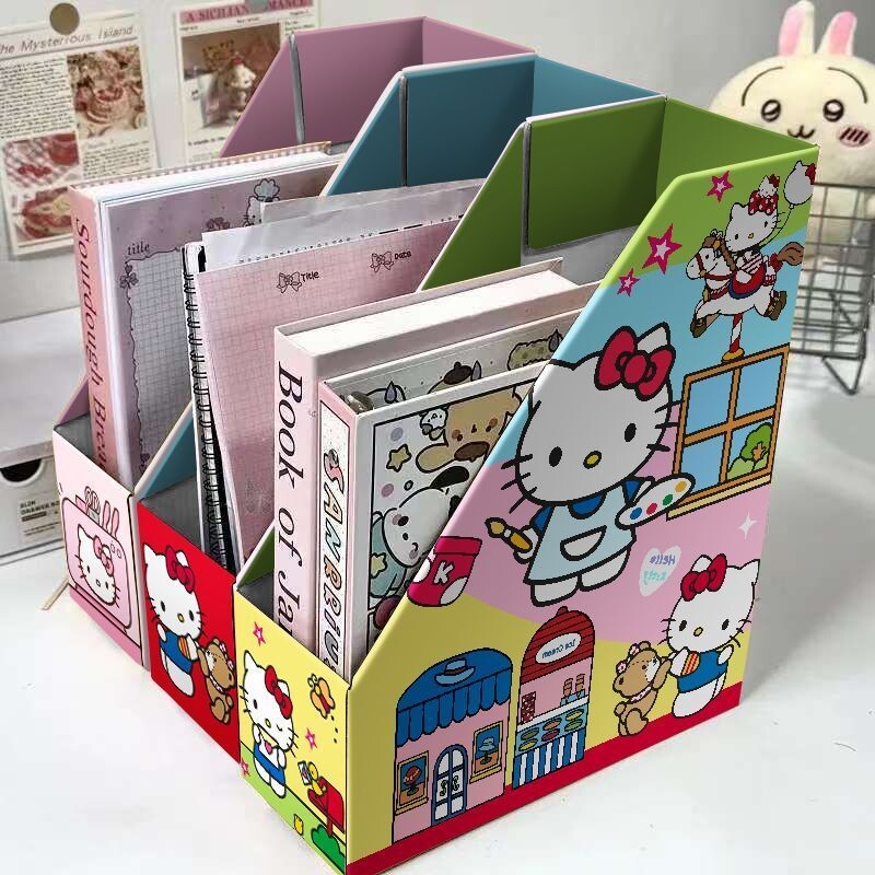 三色Kitty卡通书立收纳盒图片