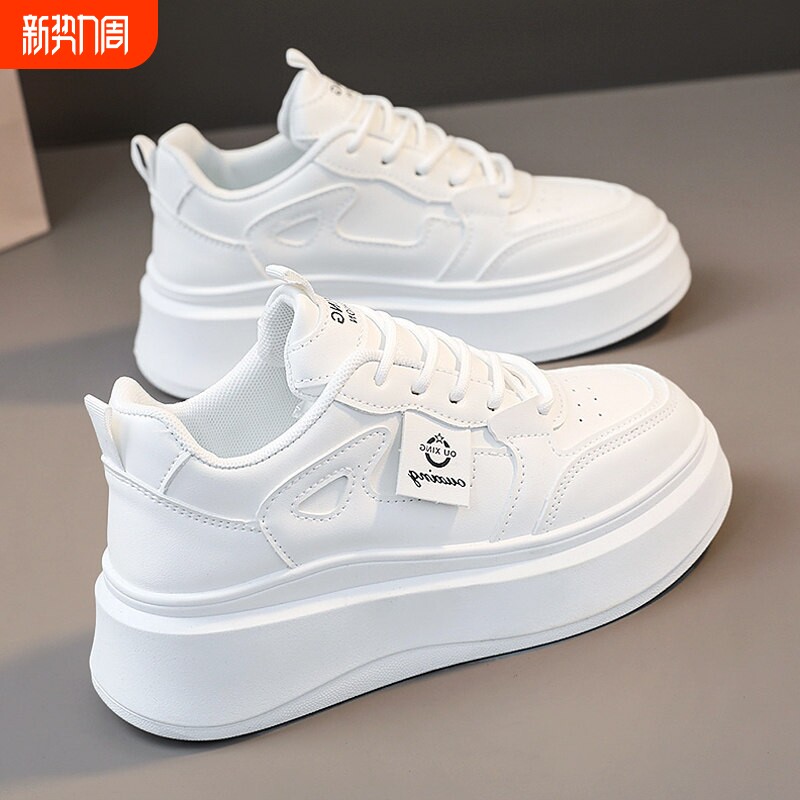 时尚蜘蛛王真皮小白鞋女2026春秋新款厚底内增高女鞋配裙子百搭超