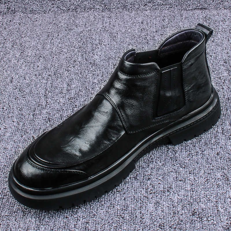 牛皮潮流切尔西靴冬季男鞋加绒棉鞋真皮高帮新货皮鞋英伦男马丁靴,流行男鞋,切尔西靴,淘宝优惠券,粉丝福利购,淘宝优惠卷