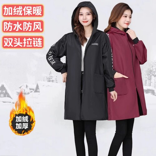 防水防油罩衣女冬季加绒加厚新款