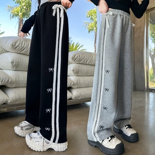 女童裤子春装2026儿童超火春秋运动裤大童女孩卫裤初中生薄款黑色