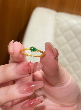 新中式古法极细金色复古葫芦戒指