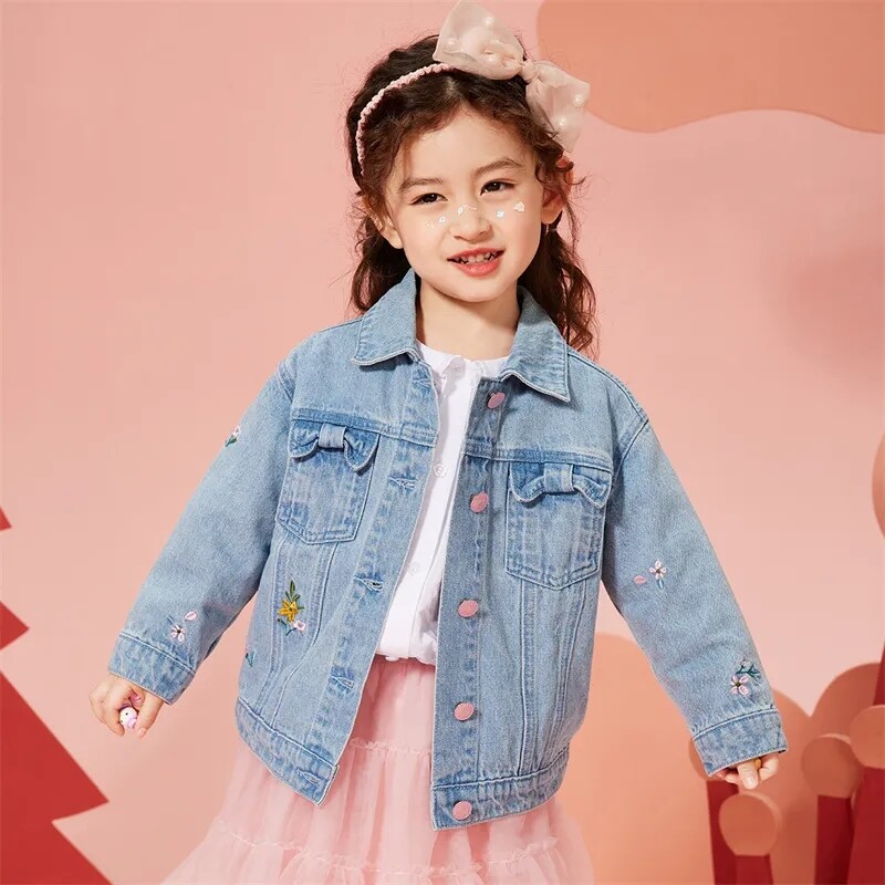 女童牛仔外套洋气绣花宝宝衣服上衣春秋装新款儿童小童春装夹克