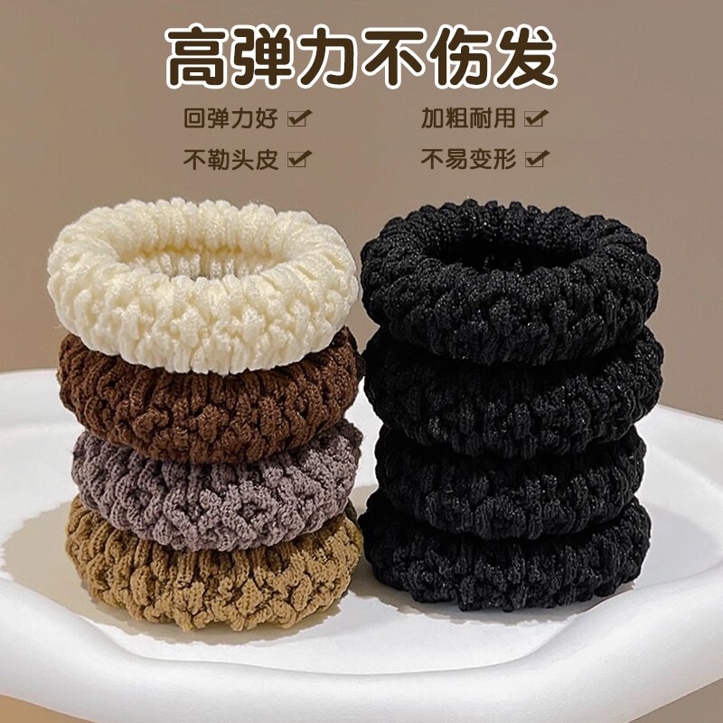 加粗高马尾发绳女扎头发高弹力耐用头绳发圈橡皮筋头饰皮套黑色